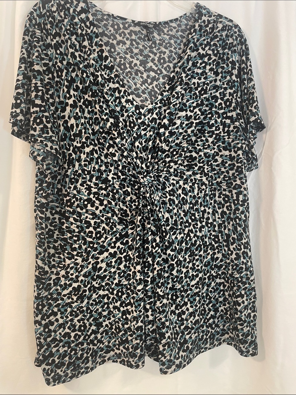 Daisy Fuentes 1X Teal Romantic & Coquette Pullover wrap style  Top Preworn